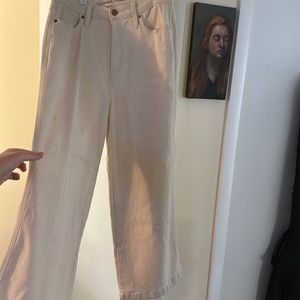Beige cream, wide leg denim pants